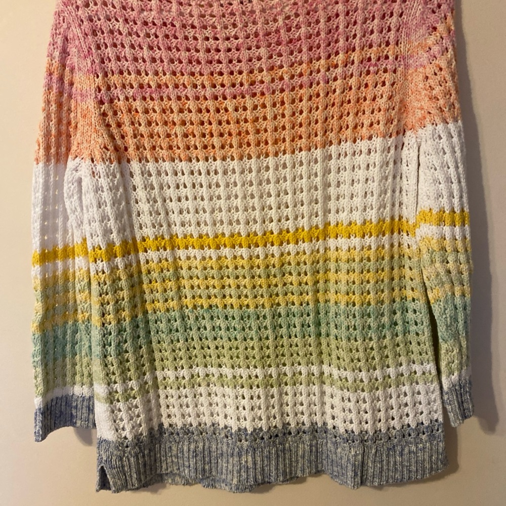 Talbots Womens Long Sleeve Knit  Sweater  Pastel Size M 100% Cotton